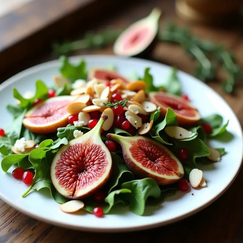 Ensalada de Rúcula, Higos y Jamón Serrano: Receta Italiana Gourmet con Vinagreta de Granado