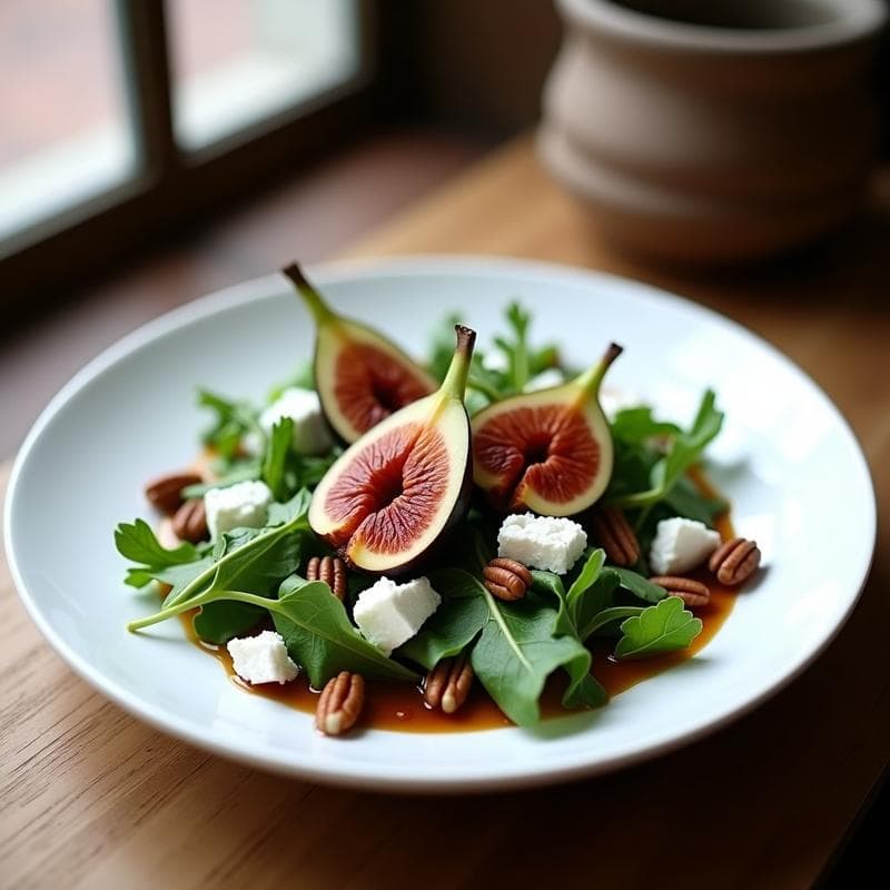 Ensalada de Rúcula con Higos Asados y Vinagreta de Reducción de Pedro Ximénez: Receta Gourmet en 15 Minutos