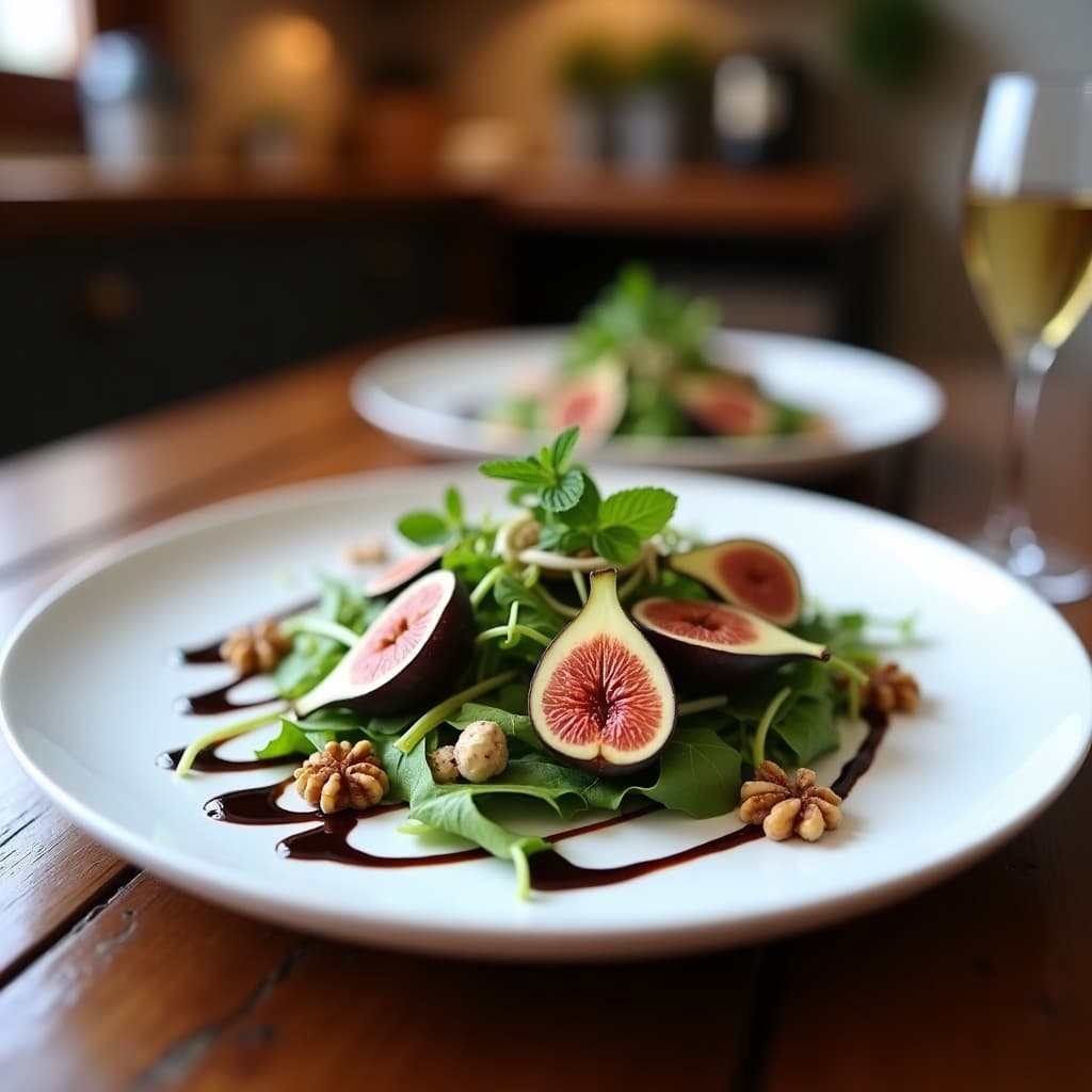 Ensalada de Rúcula, Higos Frescos y Queso de Burro con Reducción de Vinagre de Módena: Receta Canaria Gourmet