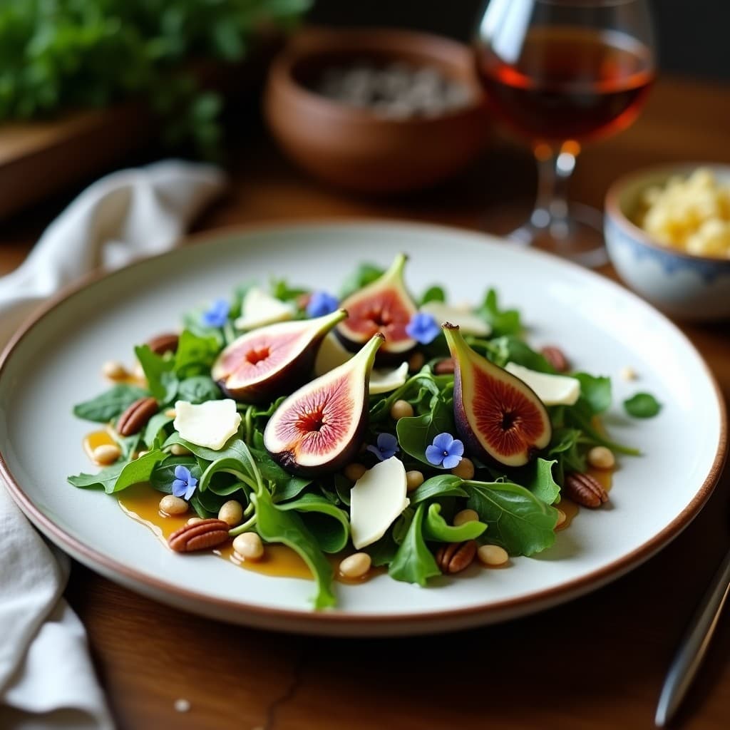 Ensalada de Rúcula y Higos con Vinagreta de Vinagre Balsámico y Miel de Trufa: Receta Italiana Sofisticada