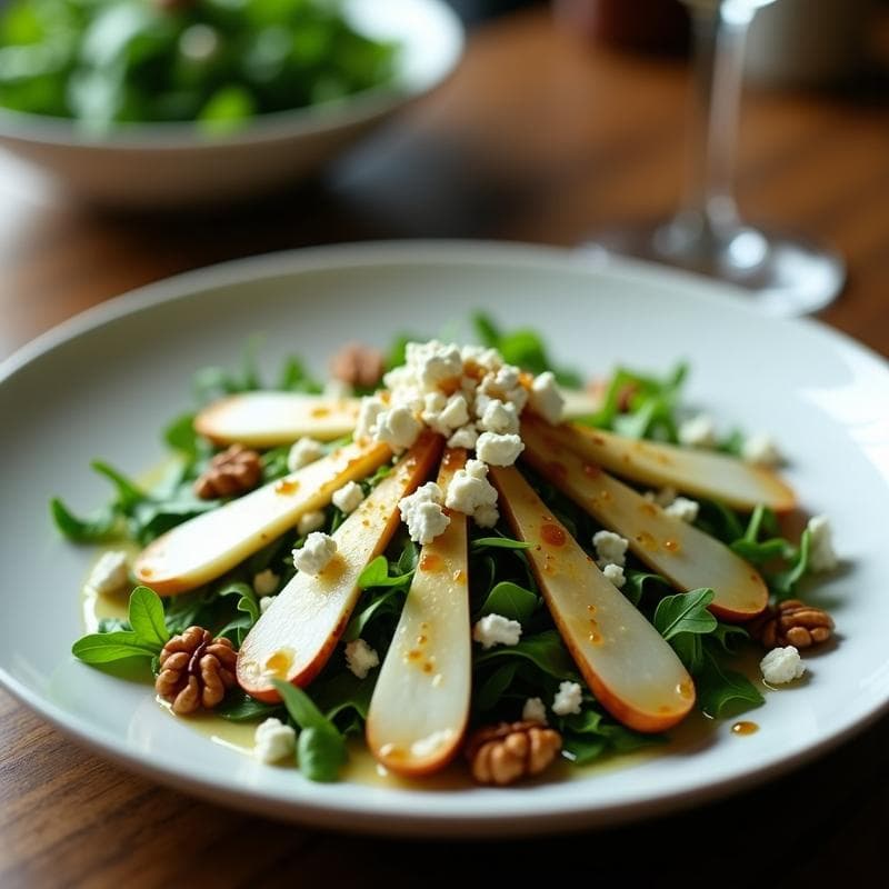 Ensalada de Rúcula, Peras y Queso Azul con Vinagreta de Miel: Receta Gourmet en 15 Minutos