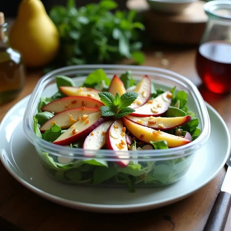 Ensalada de Rúcula, Peras al Vino y Queso de Oveja Ahumado: Receta Griega para Tupper