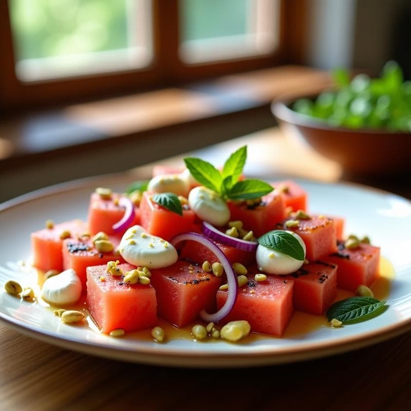 Ensalada de Watermelón Asado y Queso Feta: Receta Griega en Airfryer con Toque Dulce-Salado