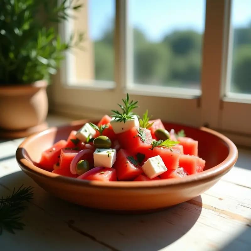 Ensalada de Watermelon y Feta con Aceite de Oliva: Receta Greca Veraniega y Ligera