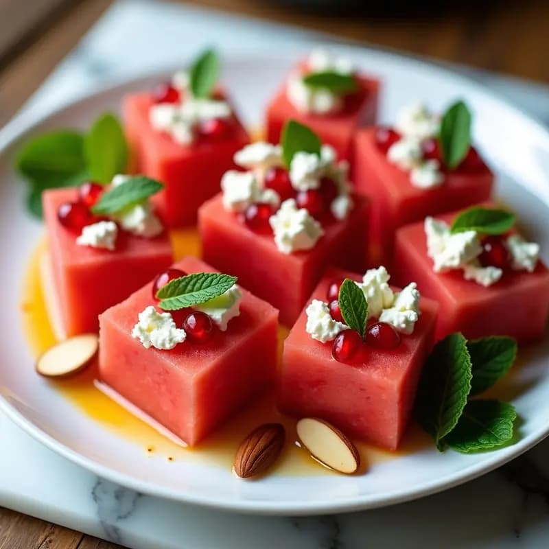 Ensalada de Watermelon y Feta en Cubos de Sandía Ahuecada: Presentación Viral para el Verano
