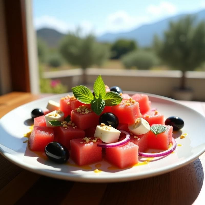 Ensalada de Watermelon, Feta y Mentas con Vinagreta de Limón: Receta Griega Veraniega