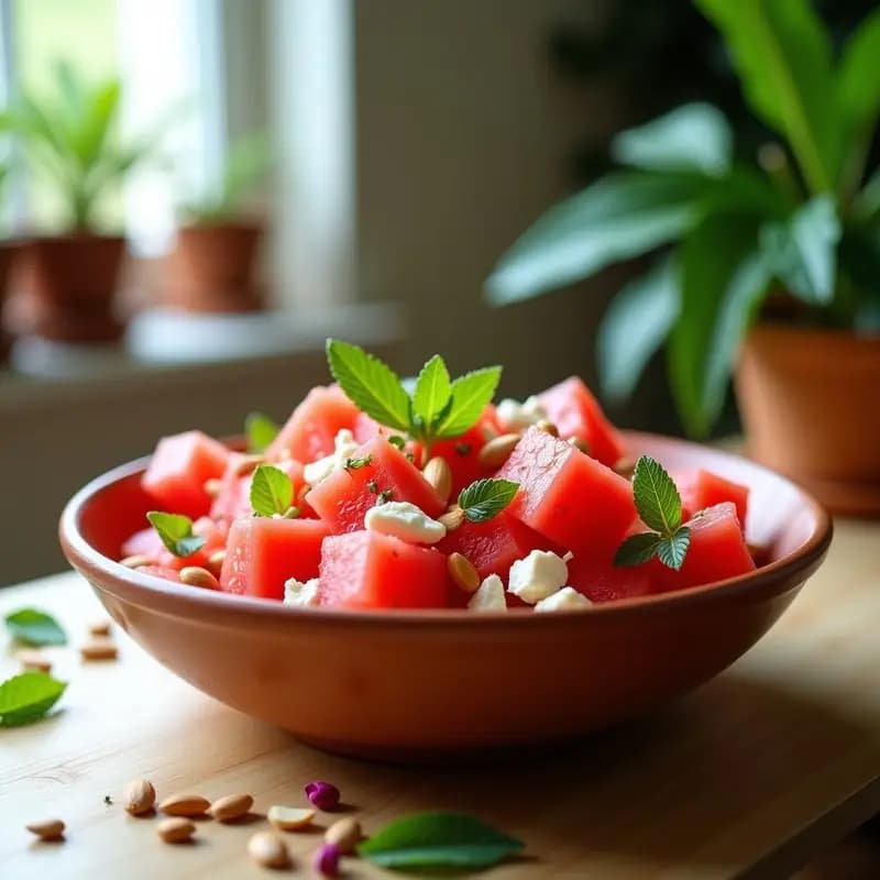 Ensalada de Watermelon (Sandía) y Feta con Mentas: Refresco Griego para el Verano