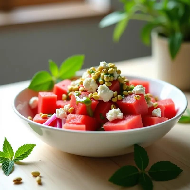 Ensalada de Watermelon y Feta con Vinagreta de Menta: Receta Turca Fresca y Keto