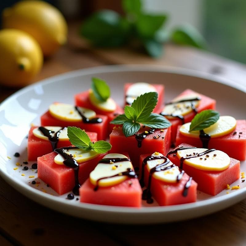 Ensalada de Watermelon y Queso Halloumi con Reducción de Vinagre Balsámico: Receta Chipriota Sin Cocinar