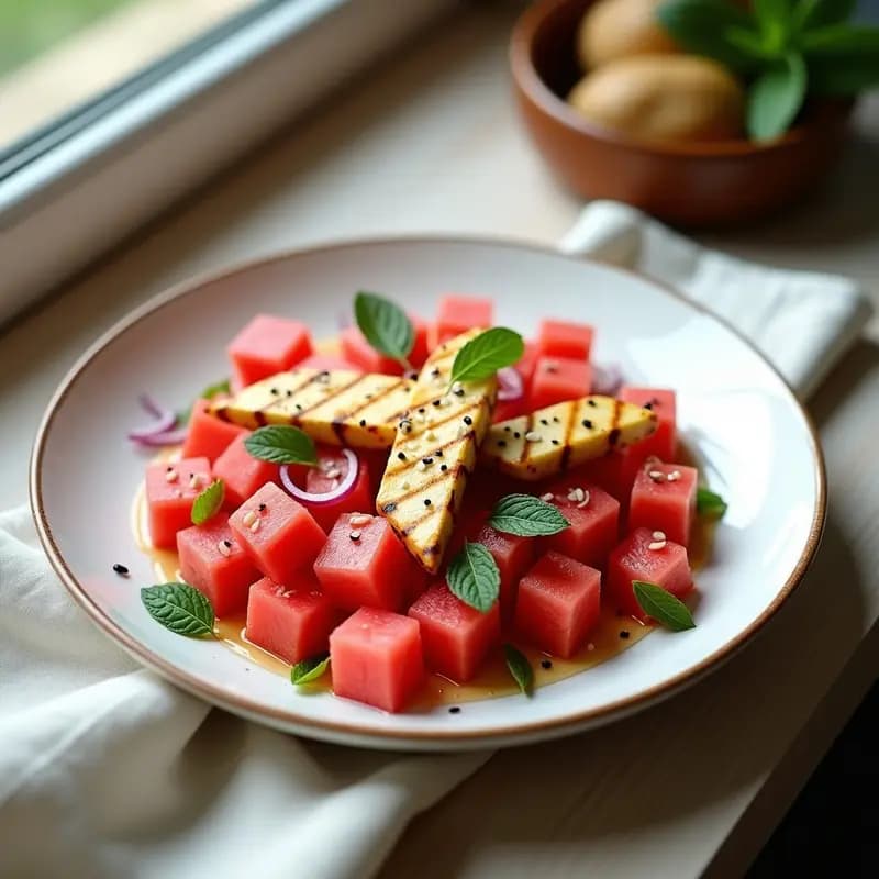 Ensalada de Watermelon y Queso Halloumi: Receta Chipriota con Mentas y Aceite de Oliva