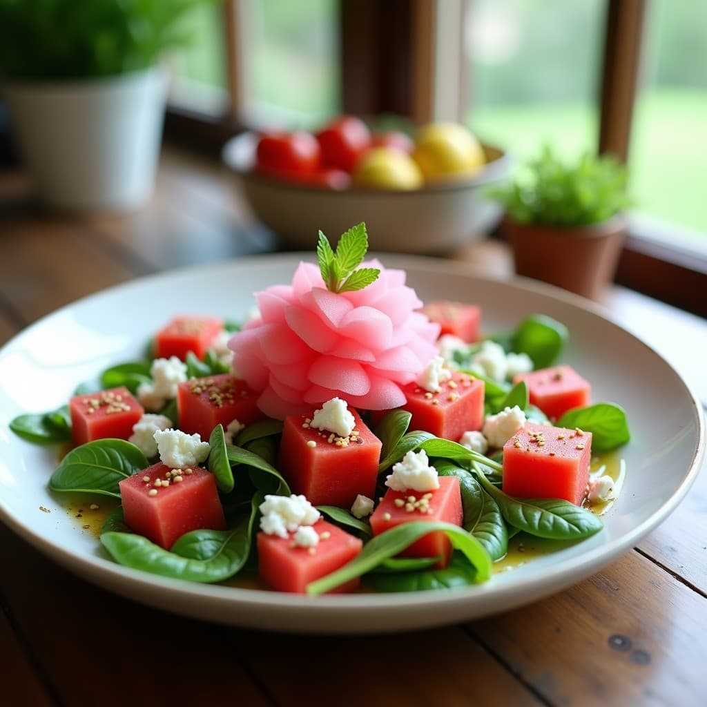 Ensalada de Algodón de Azúcar de Sandía y Queso Feta: Receta Tesalónica Refresh con Vinagreta de Menta