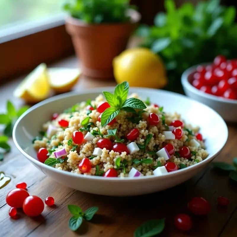 Ensalada Tabbouleh de Bulghur y Hierbas con Granada: Receta Libanesa Fresca y Ligera