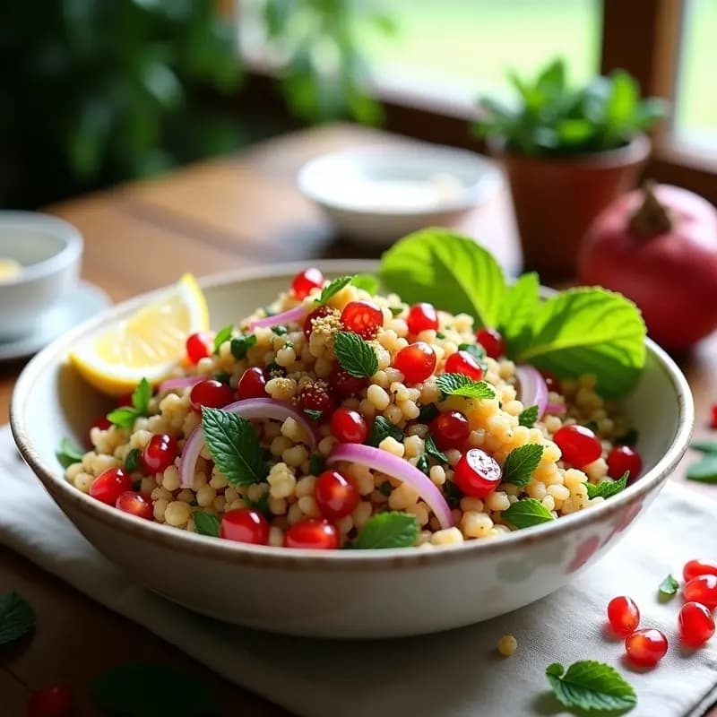 Ensalada de Tabbouleh con Granados y Menta Fresca: Receta Libanesa Alta en Fibra