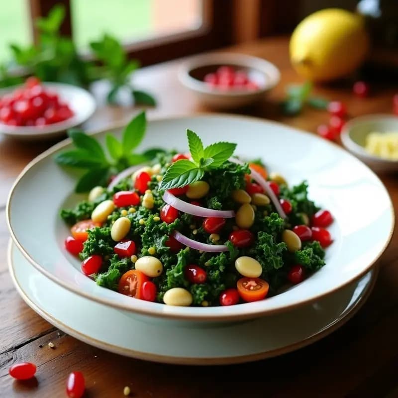 Ensalada de Tabulé con Granada y Mentol: Plato Libanés Vegano y Sin Cocción