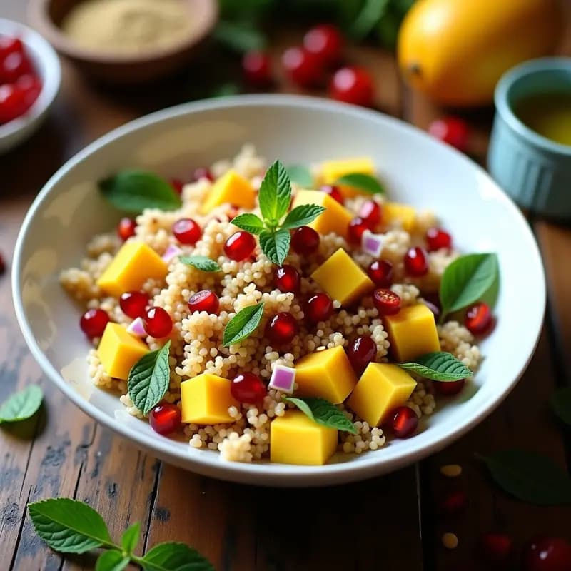 Ensalada de Tabule con Mango y Granados: Receta Libanesa Fresca y Colorida en 10 Minutos