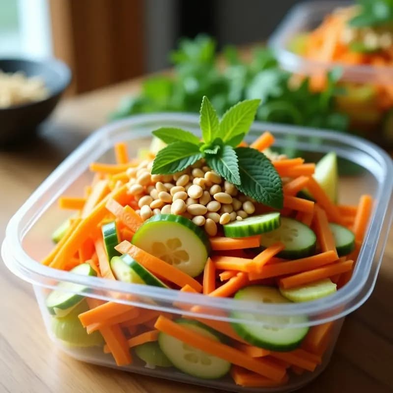 Bandas de Ensalada Tailandesa con Maní y Limón: Receta Fresca y Crujiente para Tupper