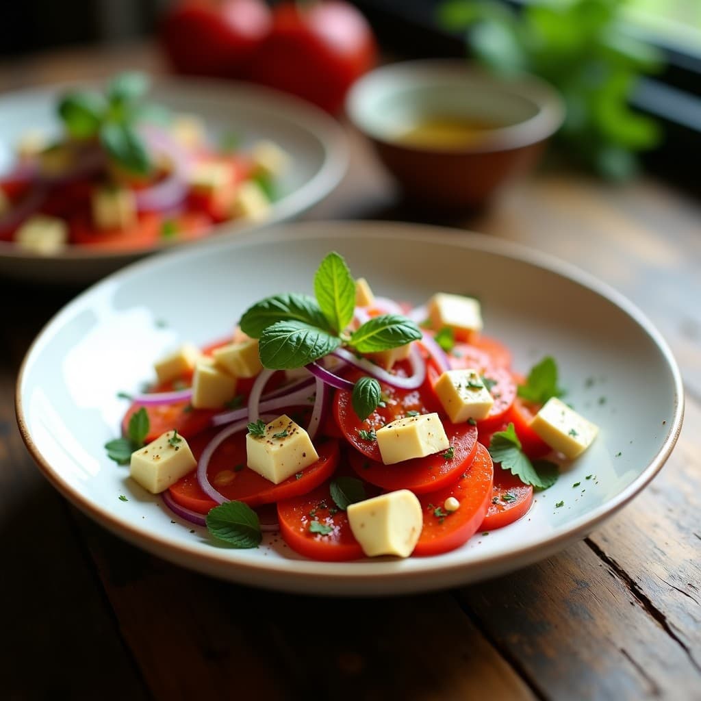 Ensalada de Tomas de Arbol y Queso paneer: Receta India con Toque Dulce y Ácido
