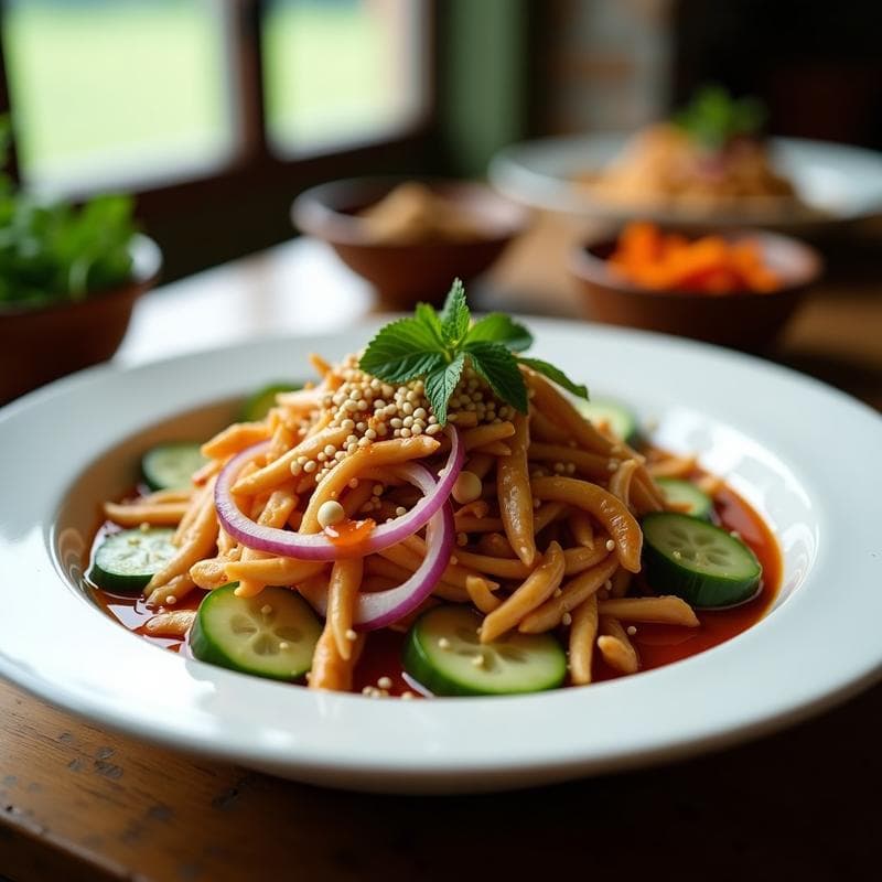 Ensalada Tamarindo con Pollo Desmenuzado y Cacahuates: Receta tailandesa dulce y picante