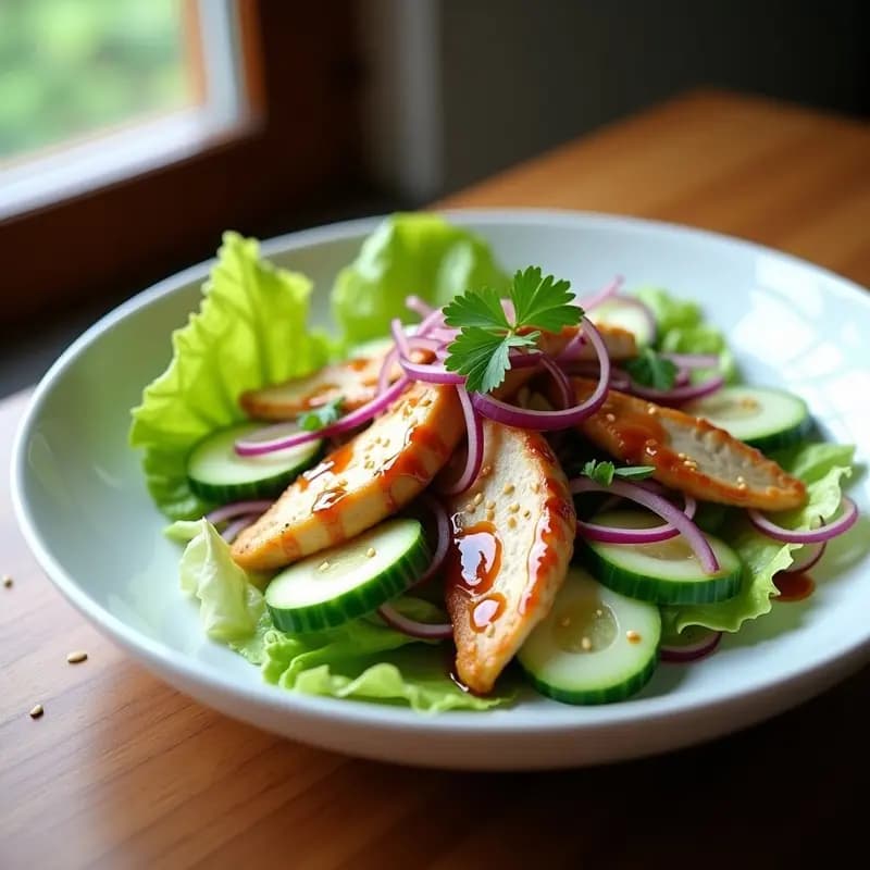 Ensalada Tepanyaki de Pollo y Pepino: Receta Japonesa Alta en Proteína y Sin Gluten