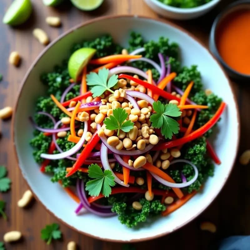 Ensalada Tailandesa de Col Rizada y Cacahuete: Receta Crunchy y Alta en Proteína en 15 Minutos