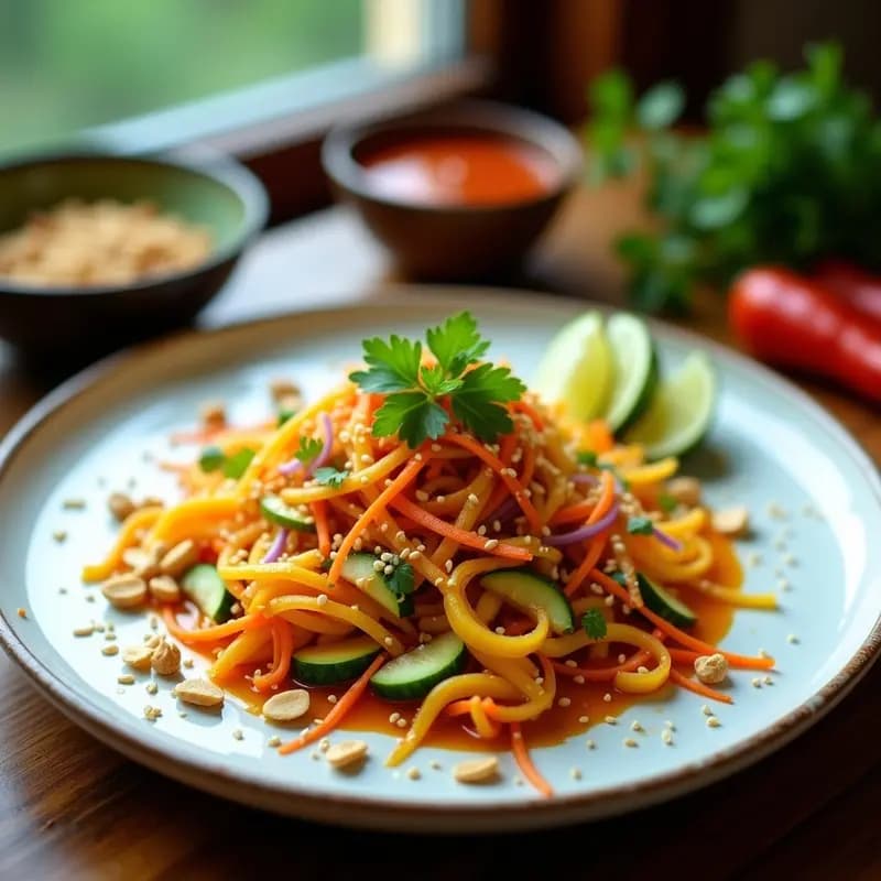 Ensalada Tailandesa de Mango Agrio y Picante: Receta Authentica en 15 Minutos con Toque Crujiente