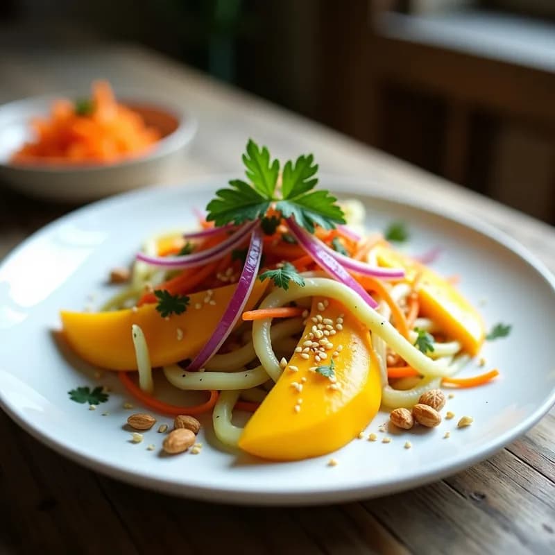 Ensalada Thai de Mango y Papaya Picante: Receta Fresca y Exótica en 15 Minutos