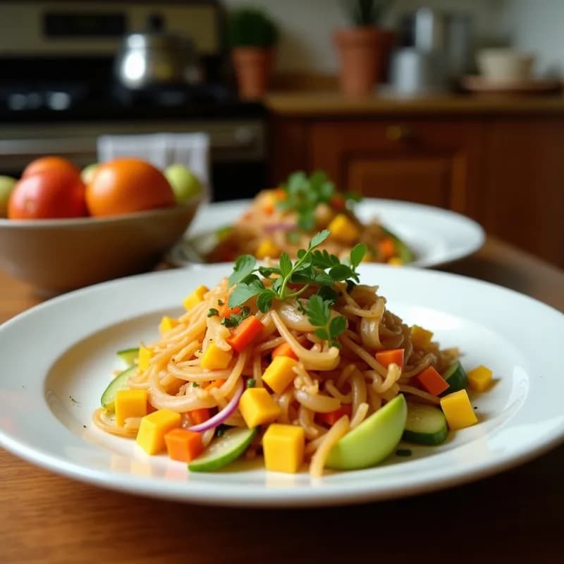 Ensalada Thai de Mango y Papaya: Receta Vegana con Aderezo de Cacahuete en 15 Minutos
