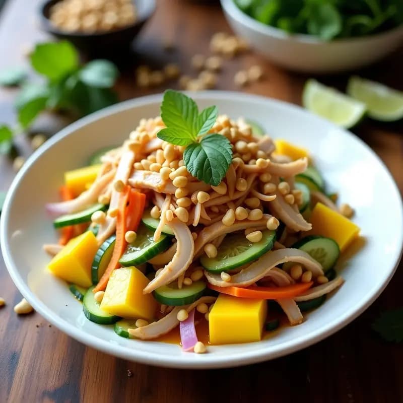 Ensalada Thai de Mango y Pollito al Airfryer: Receta Rápida y Alta en Proteína