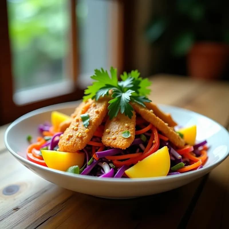 Ensalada Tailandesa de Mango y Pollo: Receta en Airfryer Crujiente y Fresca