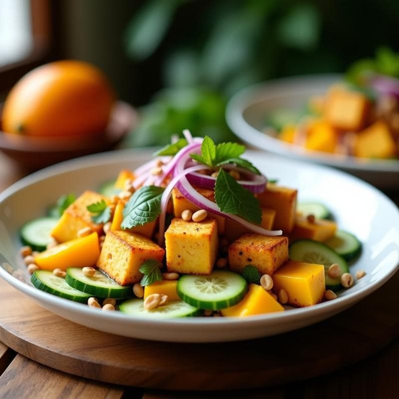 Ensalada Tailandesa de Mango y Tofu: Receta Umami Express con Sabor Auténtico