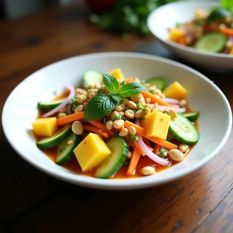 Ensalada Thai de Mango Verde: Receta Vegana Fresca y Crujiente en 15 Minutos