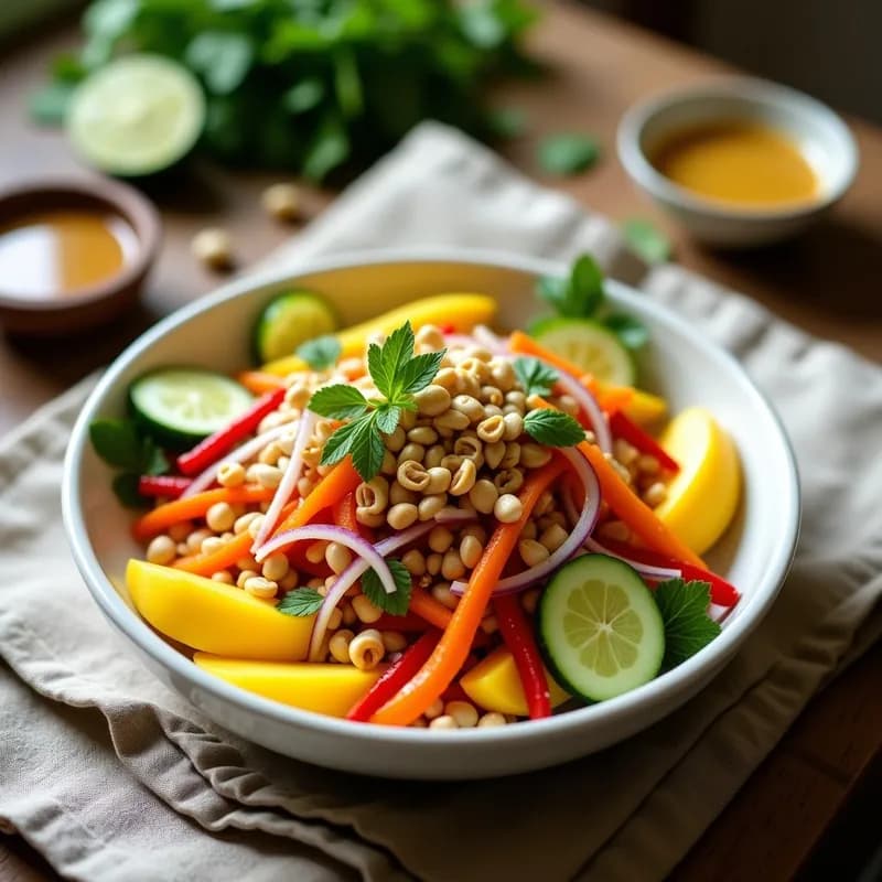 Ensalada Thai de Mango y Verduras Ahumadas: Receta Fresca y Alta en Vitamina C en 15 Minutos