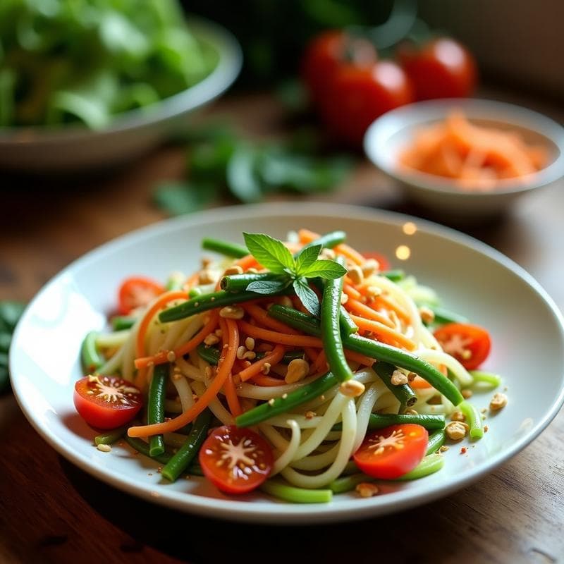 Ensalada Tailandesa de Papaya Verde: Receta Crujiente en Airfryer con Toque Picante