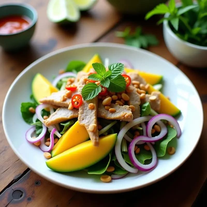 Ensalada Thiep de Cerdo y Mango Verde: Receta Vietnamita Picante y Fresca