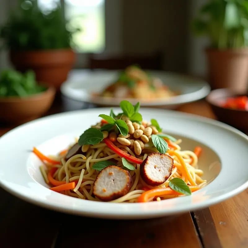 Ensalada Thieud de Fideos de Arroz con Cerdo y Hierbas Frescas: Receta Vietnamita Refrescante