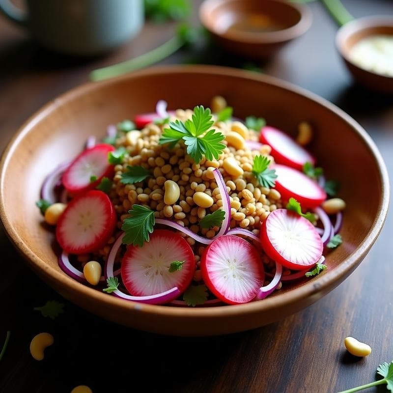 Ensalada Tibetana de Centeno y Rábanos: Receta Auténtica y Alta en Fibra en 20 Minutos