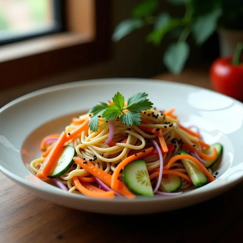 Thukpa Fría Tibetana: Receta de Ensalada de Fideos Yak con Verduras Crujientes y Sésamo