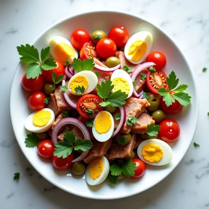 Ensalada de Tomate, Ventresca y Huevos Duros: Receta Veraniega Alta en Proteínas