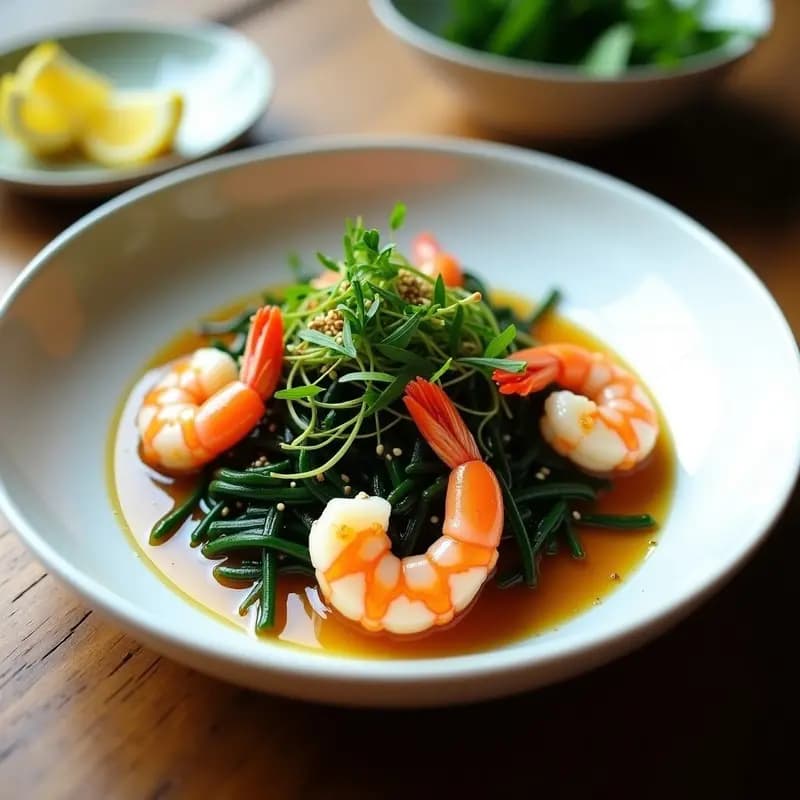 Ensalada de Usuki y Langostinos al Ajillo: Receta Japonesa Gourmet en 20 Minutos