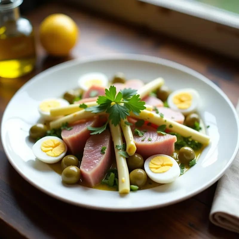 Ensalada de Ventresca y Espárragos Trinidad con Vinagreta de Limón: Entrante Andaluz Fresco y Elegante