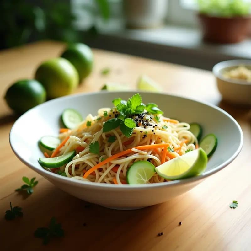 Ensalada de Vermicelli de Arroz con Hierbas y Limón: Receta Vietnamita Fresca y Ligera