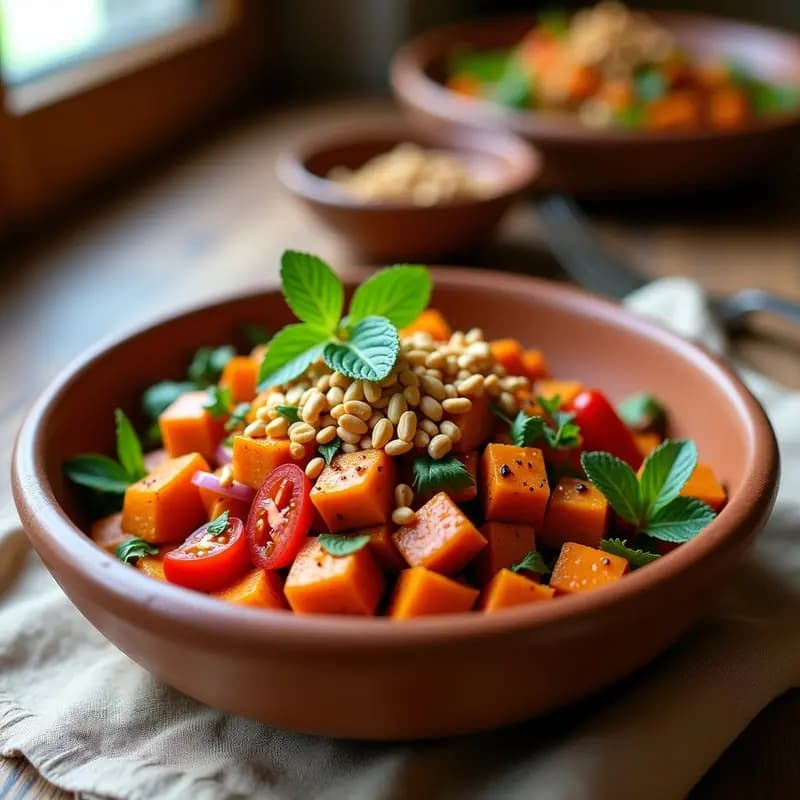 Ensalada wat con batata y cacahuetes: Receta etíope vegana y alta en proteínas