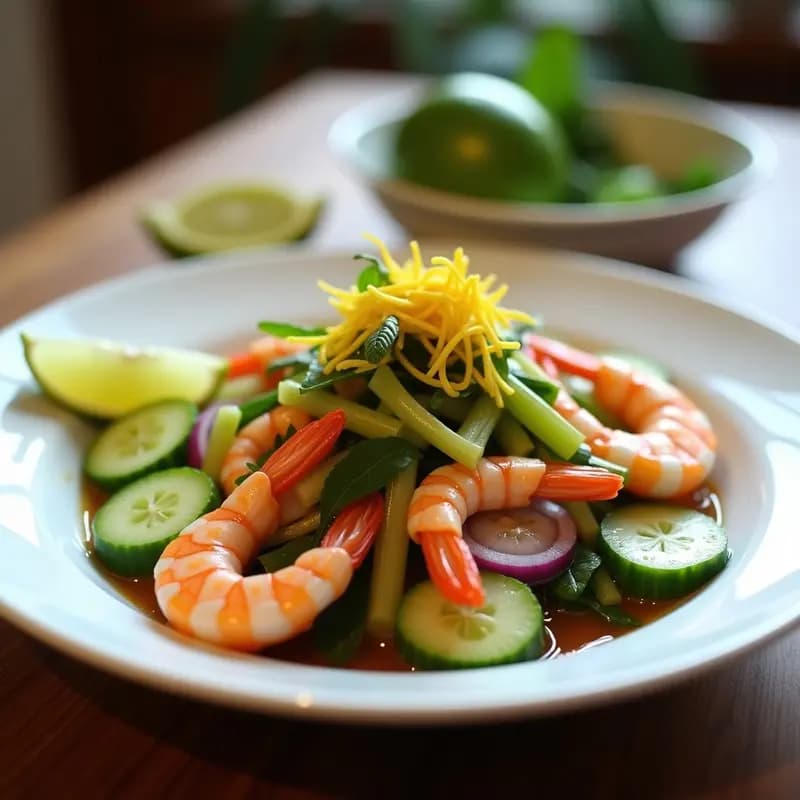 Ensalada de Watakay y Camarones con Aderezo de Limón: Receta Peruana Refrescante y Picante