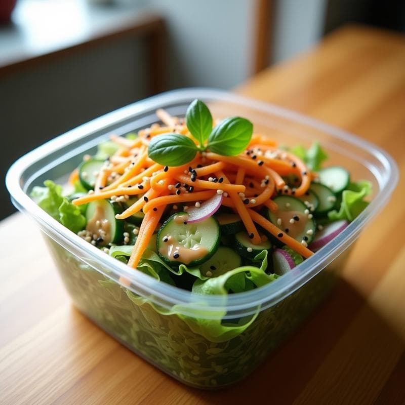 Ensalada de Watakoshi con Vinagreta de Sésamo y Miso: Receta Japonesa de Algas para Tupper