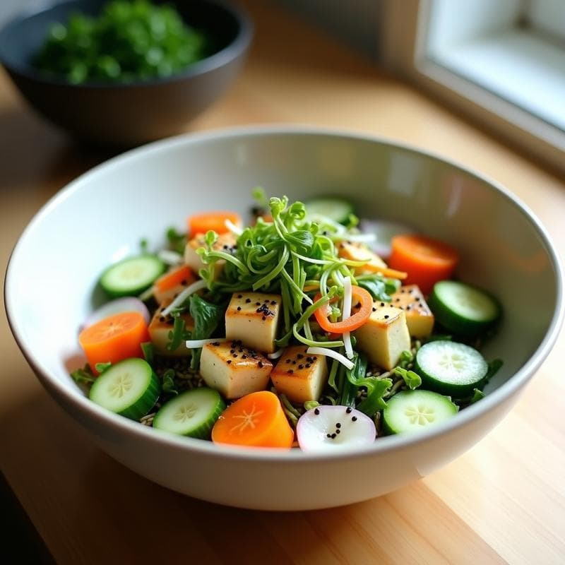 Ensalada de Watakushi con Vinagreta de Sésamo Negro: Receta Japonesa Tradicional y Vegana