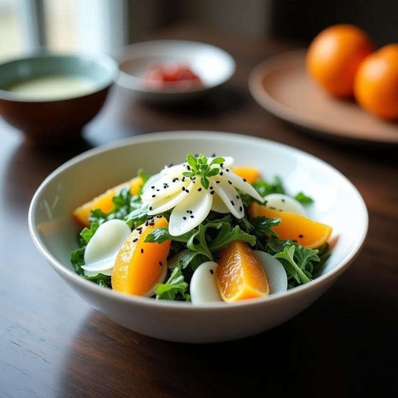 Ensalada de Watakushi con Vinagreta de Miso Blanco: Receta Japonesa de Invierno sin Cocción