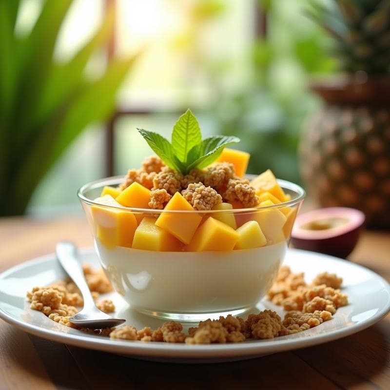 Ensalada de Water Kefir con Frutas Tropicales y Granola: Postre Probiótico Sin Lácteos