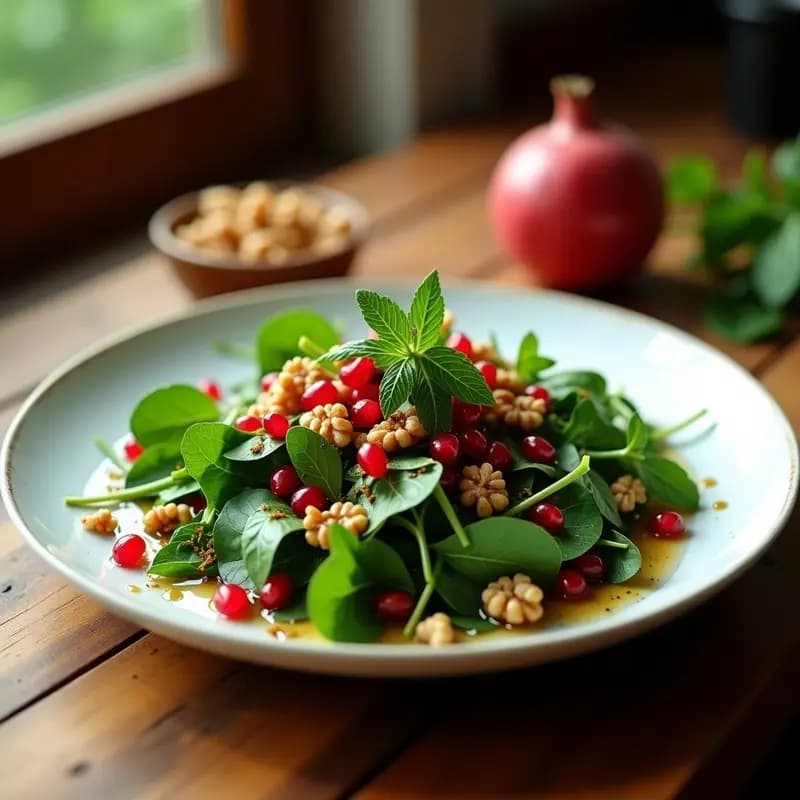 Ensalada de Watercress con Granadas y Nueces: Receta Persa Refrescante y Crujiente