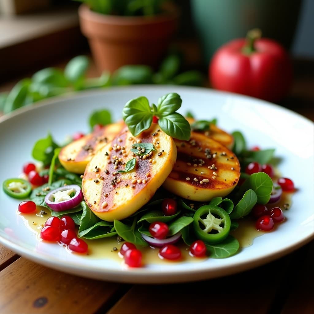 Ensalada de Watercress, Granados y Queso Halloumi a la Plancha: Receta Griega con Toque Picante