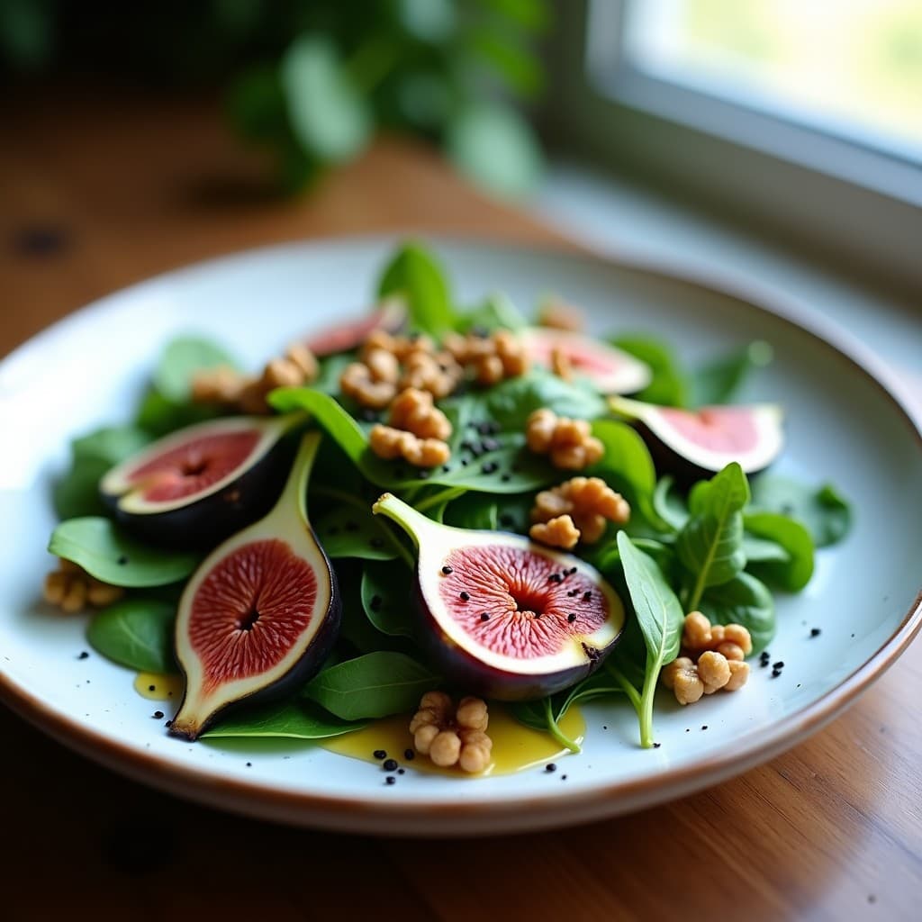 Ensalada de Watercress, Higos y Nueces con Vinagreta de Granadilla: Receta Sudafricana Crujiente